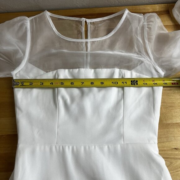 Lulus Maxi Dress‎ Immaculate Romance White Sheer Organza Long Sleeve Size XS NEW - Picture 10 of 12